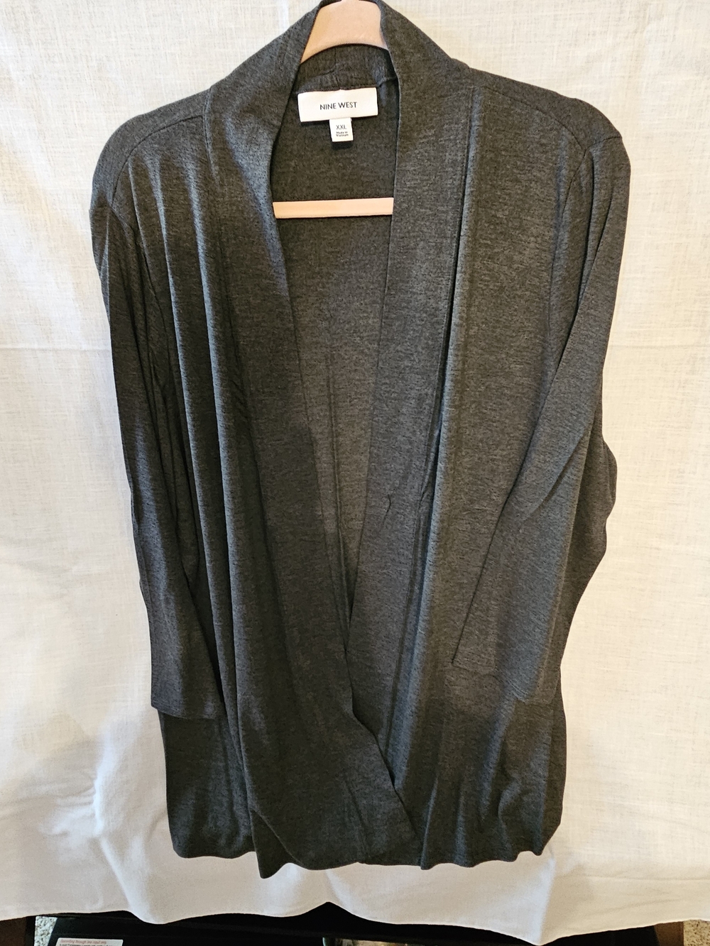 Nine West Charcoal Open-Front Draped Cardigan